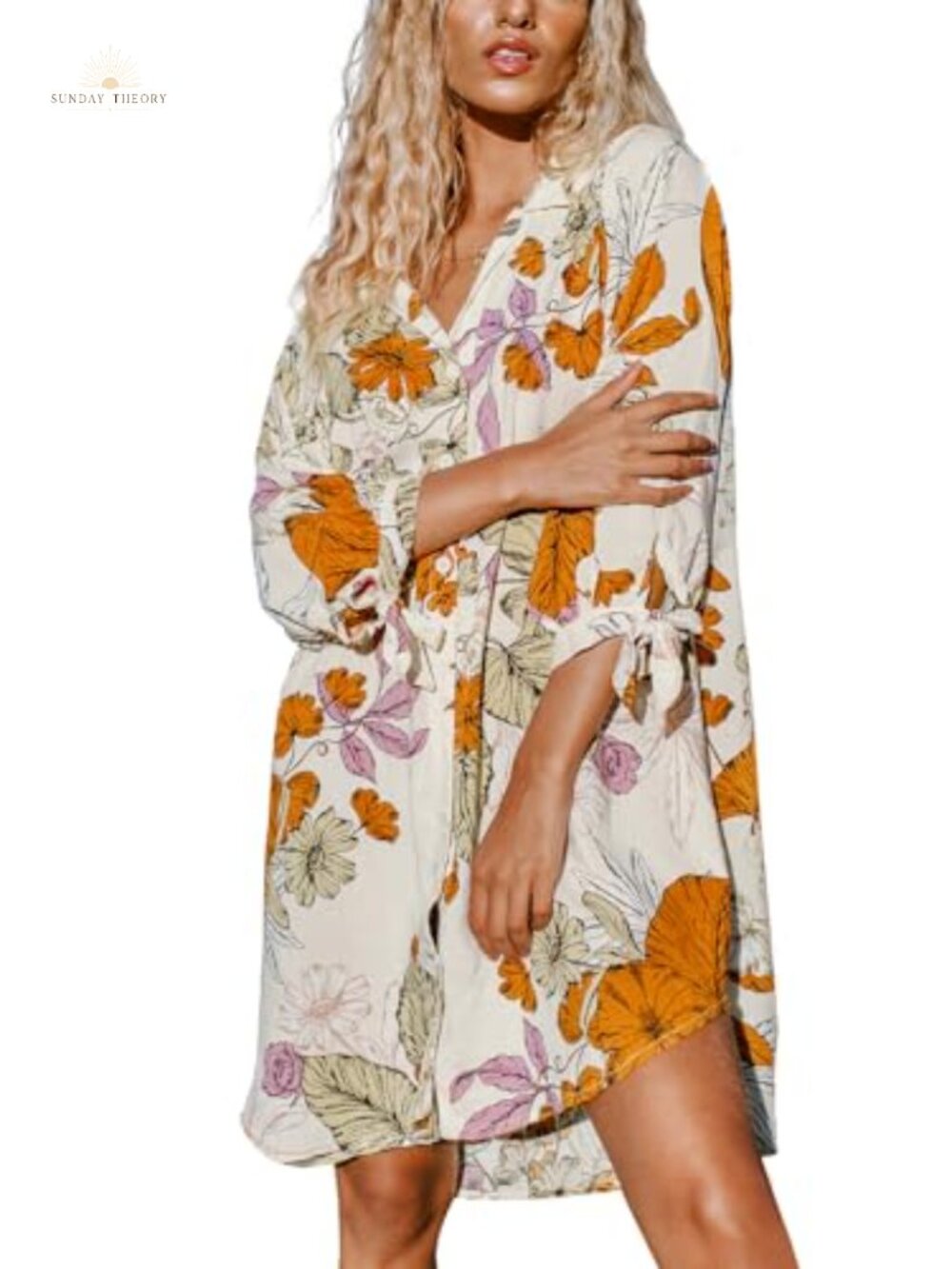 CUPSHE Women Floral Mini Summer Dress Cover Up Button Down Shirt Dress
